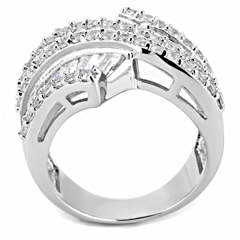 3W1501 - Brass Ring Rhodium Women AAA Grade CZ Clear