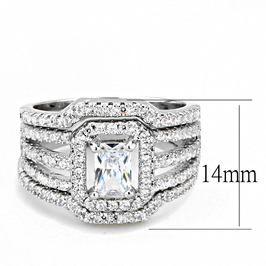 3W1503 - Brass Ring Rhodium Women AAA Grade CZ Clear