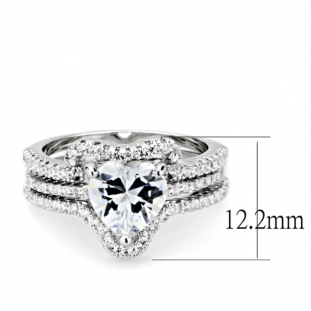 3W1504 - Brass Ring Rhodium Women AAA Grade CZ Clear