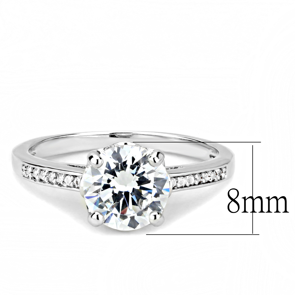 3W1507 - Brass Ring Rhodium Women AAA Grade CZ Clear