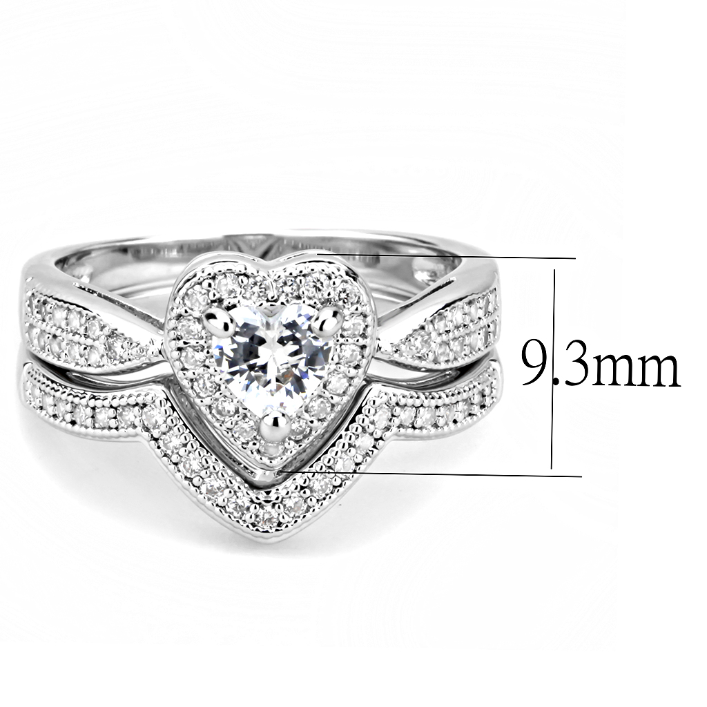 3W1508 - Brass Ring Rhodium Women AAA Grade CZ Clear