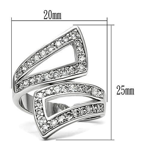 3W150 - Brass Ring Rhodium Women AAA Grade CZ Clear