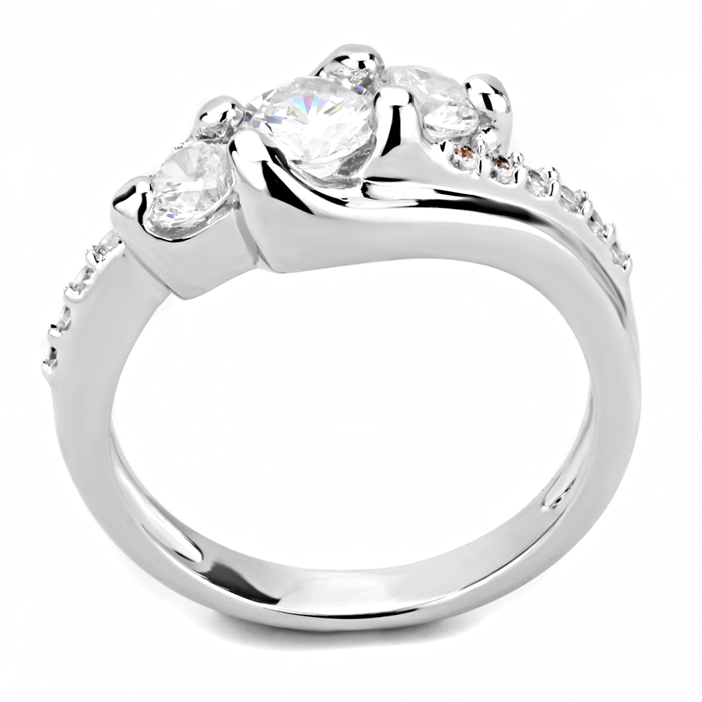 3W1512 - Brass Ring Rhodium Women AAA Grade CZ Clear