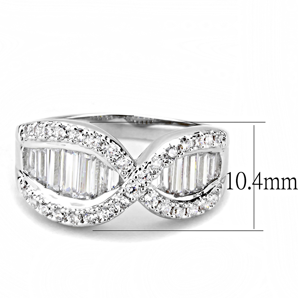 3W1518 - Brass Ring Rhodium Women AAA Grade CZ Clear