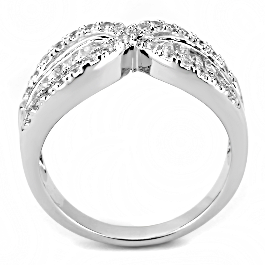 3W1518 - Brass Ring Rhodium Women AAA Grade CZ Clear