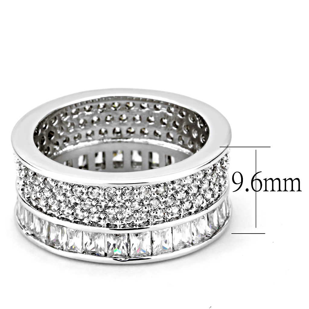 3W1520 - Stainless Steel Ring Rhodium Women AAA Grade CZ Clear