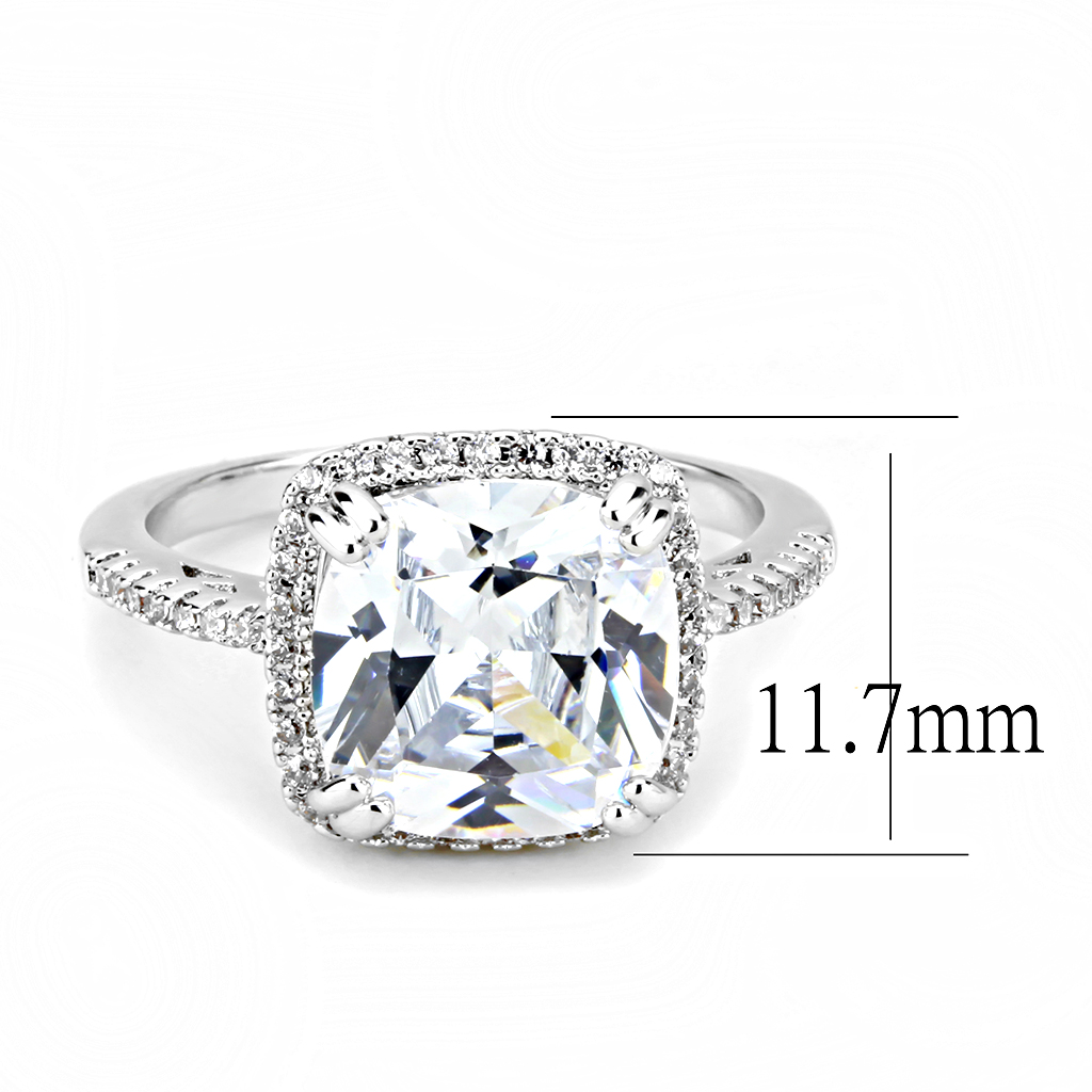 3W1522 - Brass Ring Rhodium Women AAA Grade CZ Clear