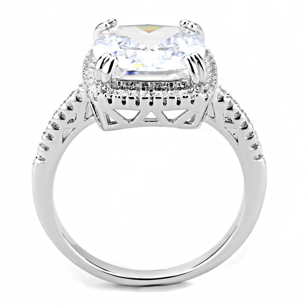 3W1522 - Brass Ring Rhodium Women AAA Grade CZ Clear