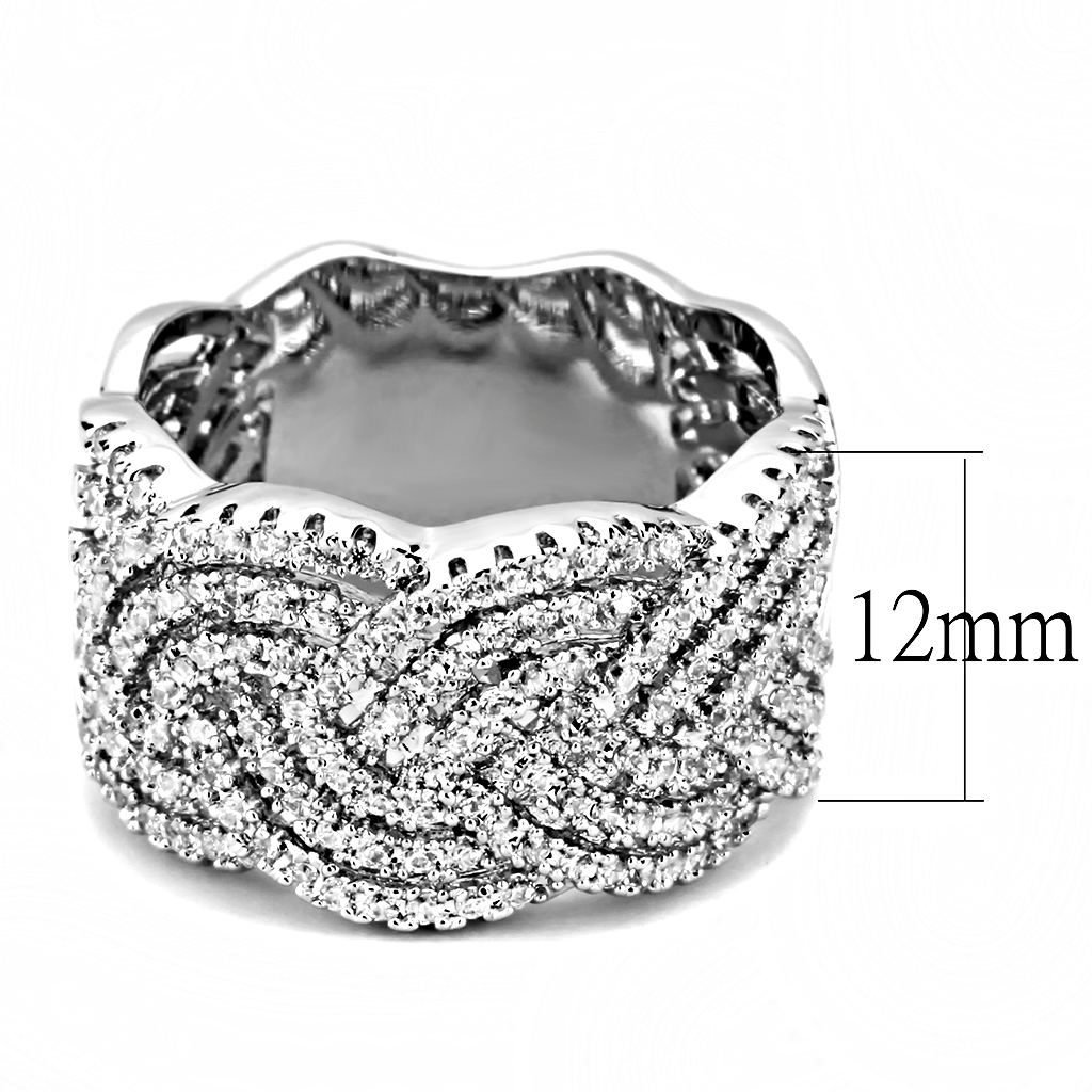 3W1524 - Brass Ring Rhodium Women AAA Grade CZ Clear