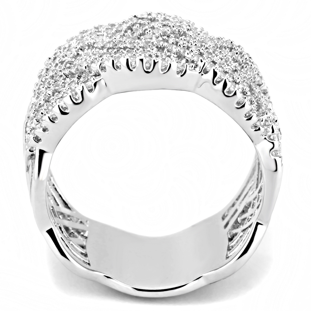 3W1524 - Brass Ring Rhodium Women AAA Grade CZ Clear