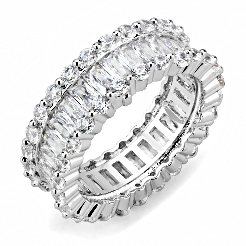 3W1531 - Brass Ring Rhodium Women AAA Grade CZ Clear