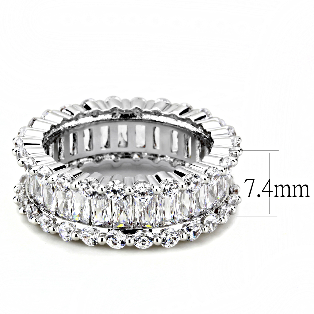 3W1531 - Brass Ring Rhodium Women AAA Grade CZ Clear