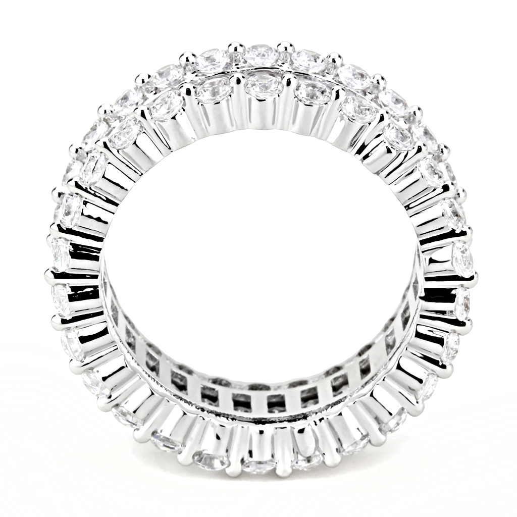 3W1531 - Brass Ring Rhodium Women AAA Grade CZ Clear