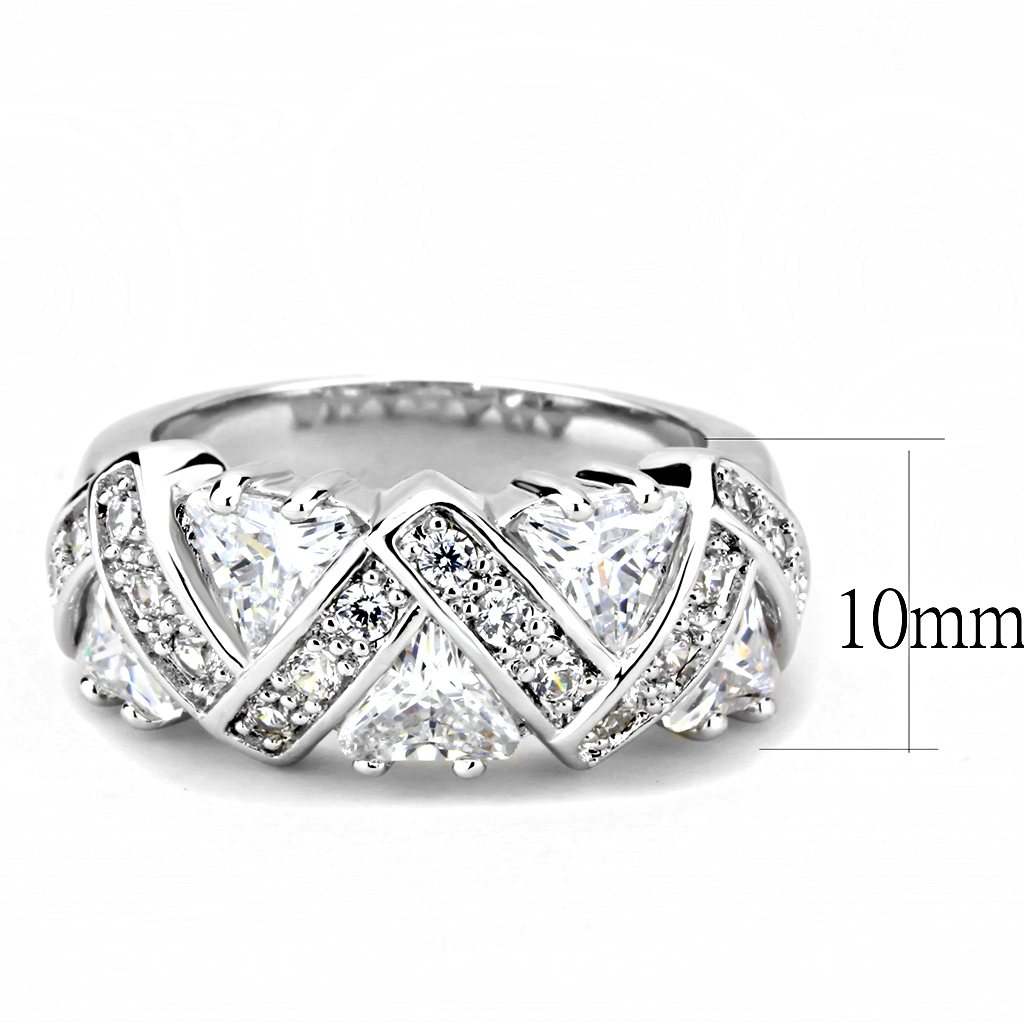 3W1533 - Brass Ring Rhodium Women AAA Grade CZ Clear