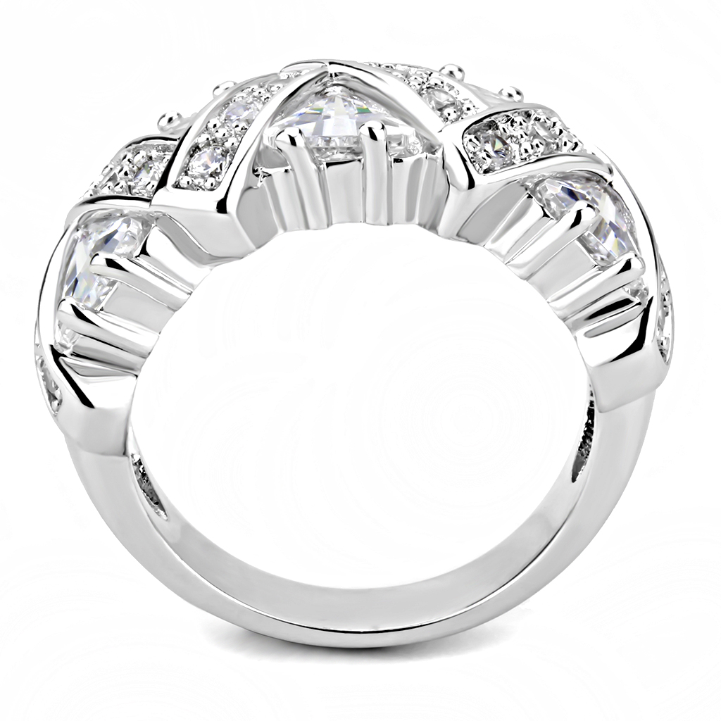 3W1533 - Brass Ring Rhodium Women AAA Grade CZ Clear