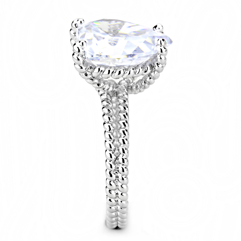 3W1536 - Brass Ring Rhodium Women AAA Grade CZ Clear