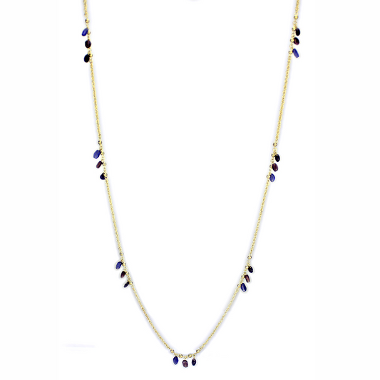 3W1538 - Brass Necklace Gold Women Semi-Precious Amethyst