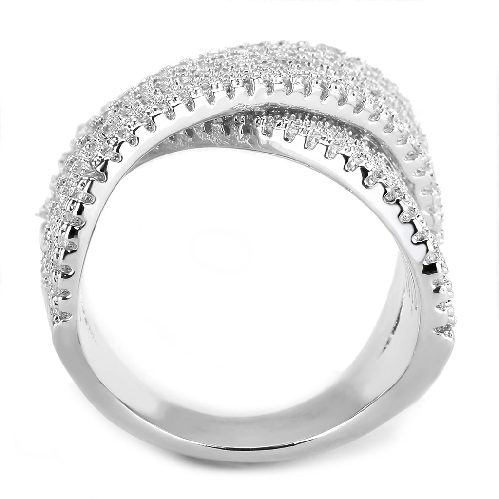 3W1539 - Brass Ring Rhodium Women AAA Grade CZ Clear