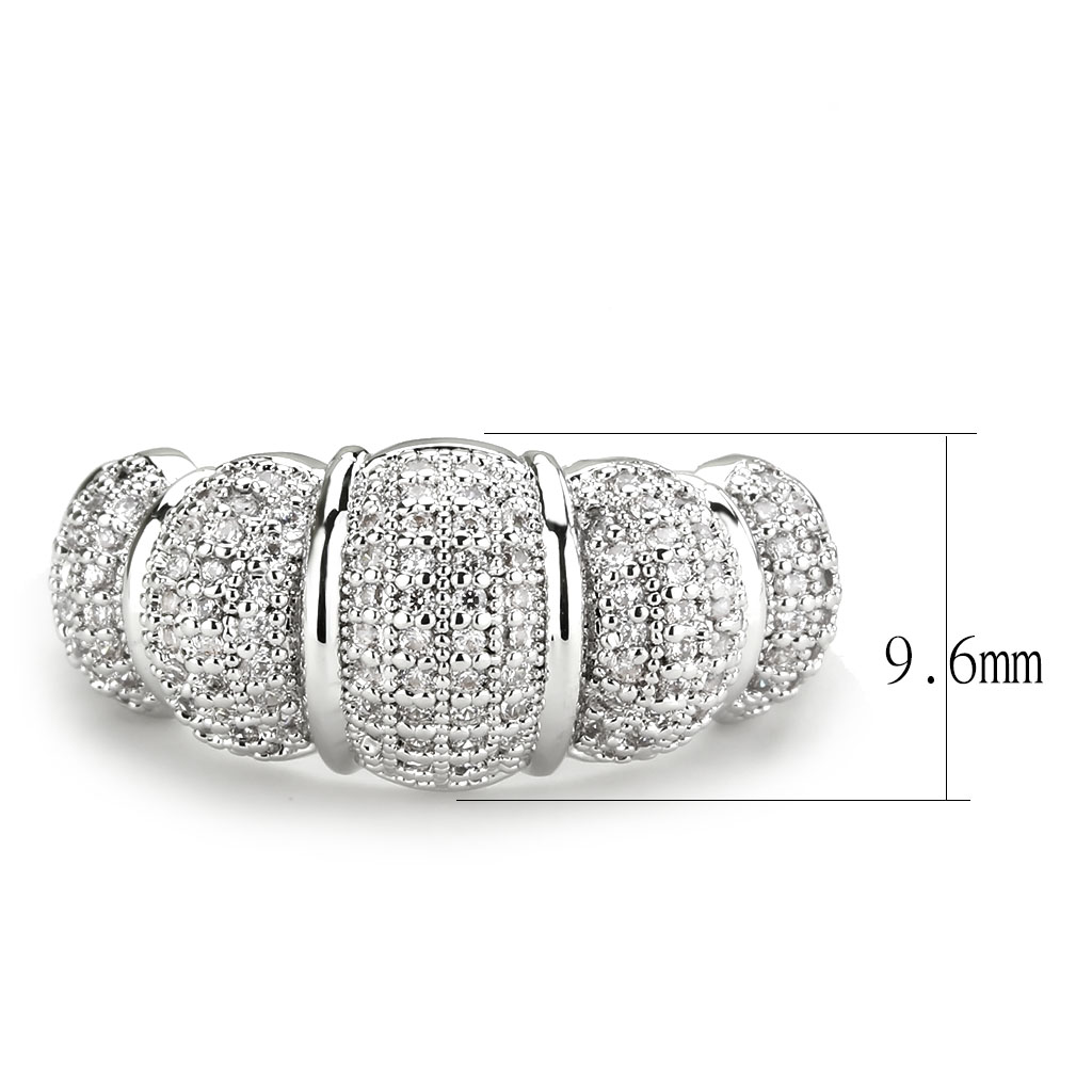 3W1540 - Brass Ring Rhodium Women AAA Grade CZ Clear