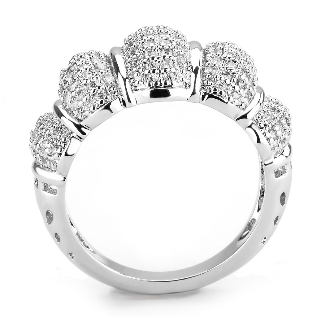 3W1540 - Brass Ring Rhodium Women AAA Grade CZ Clear