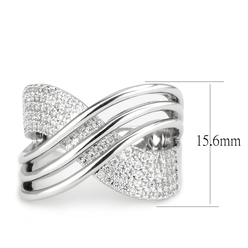 3W1542 - Brass Ring Rhodium Women AAA Grade CZ Clear