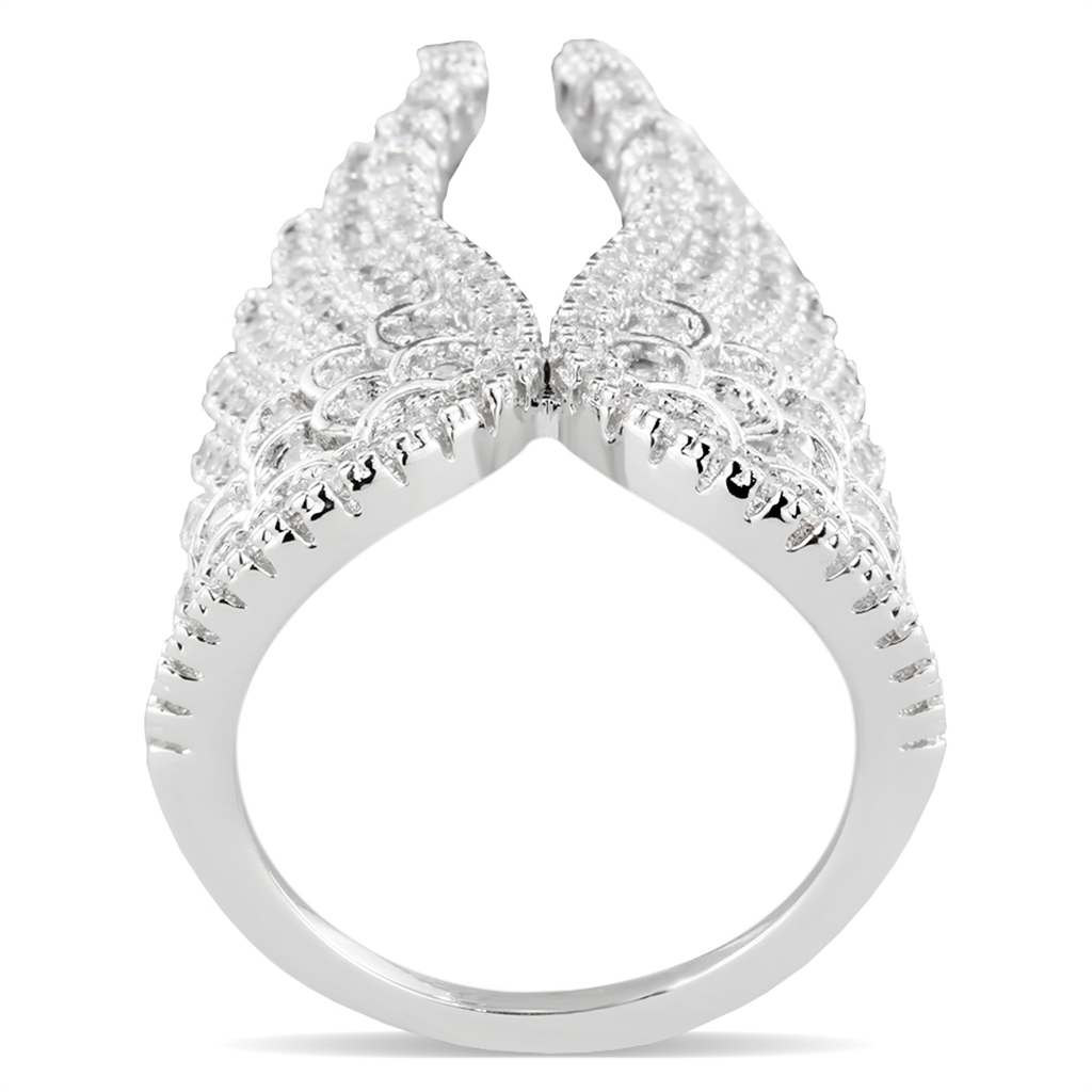 3W1543 - Brass Ring Rhodium Women AAA Grade CZ Clear