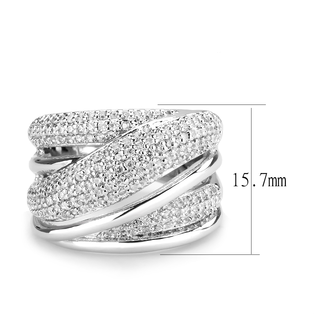 3W1544 - Brass Ring Rhodium Women AAA Grade CZ Clear