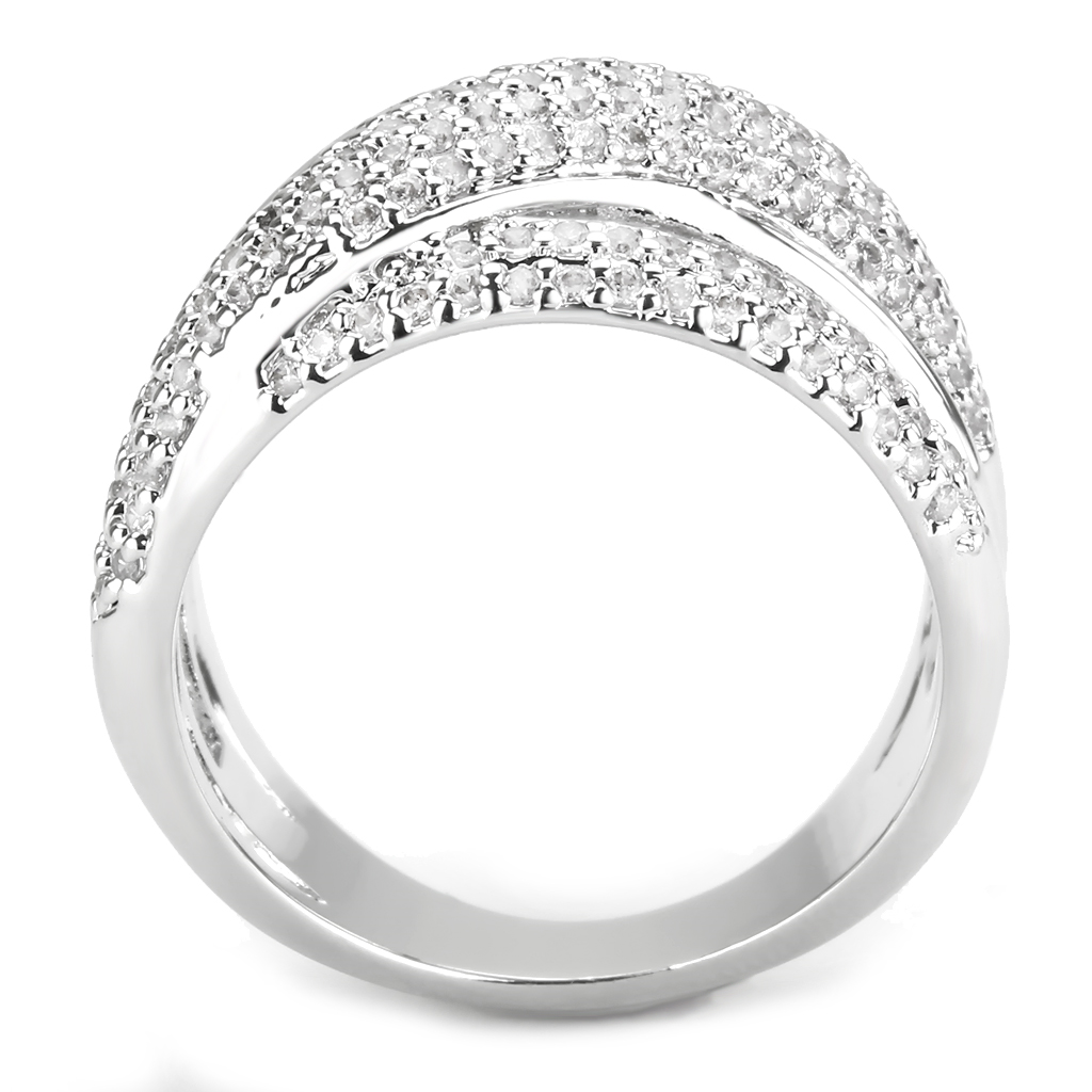 3W1544 - Brass Ring Rhodium Women AAA Grade CZ Clear