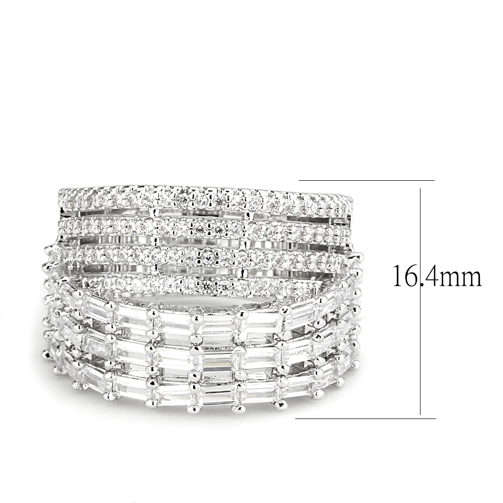 3W1545 - Brass Ring Rhodium Women AAA Grade CZ Clear