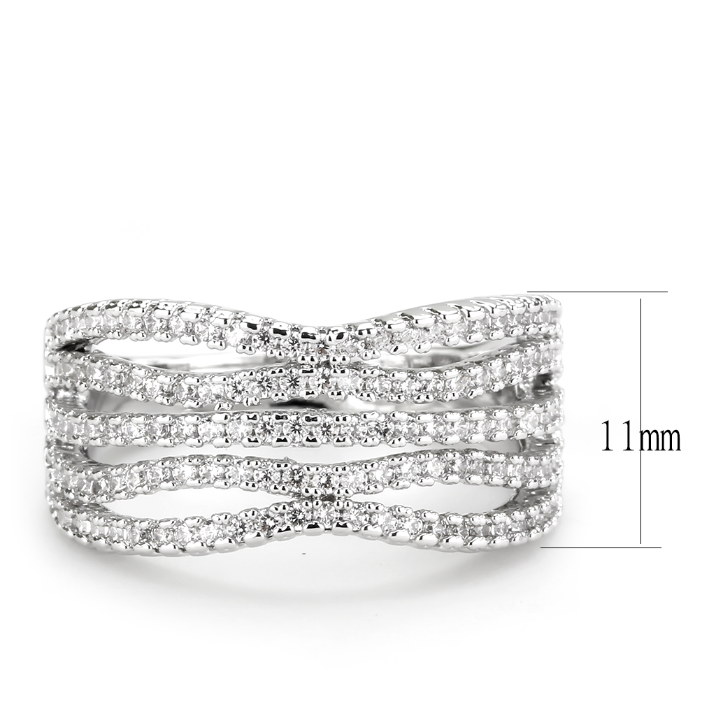 3W1546 - Brass Ring Rhodium Women AAA Grade CZ Clear