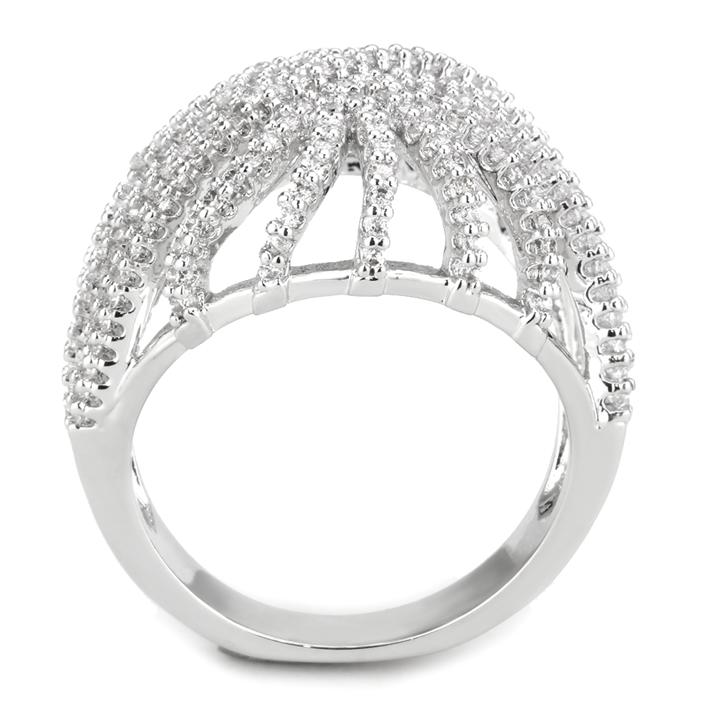 3W1547 - Brass Ring Rhodium Women AAA Grade CZ Clear