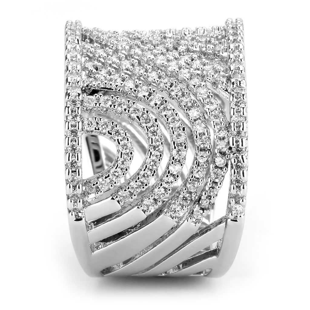 3W1548 - Brass Ring Rhodium Women AAA Grade CZ Clear