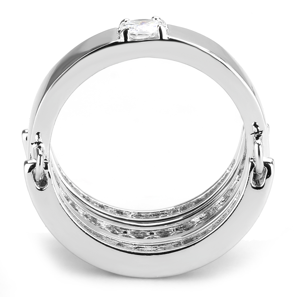 3W1549 - Brass Ring Rhodium Women AAA Grade CZ Clear