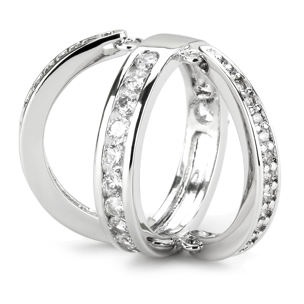 3W1549 - Brass Ring Rhodium Women AAA Grade CZ Clear