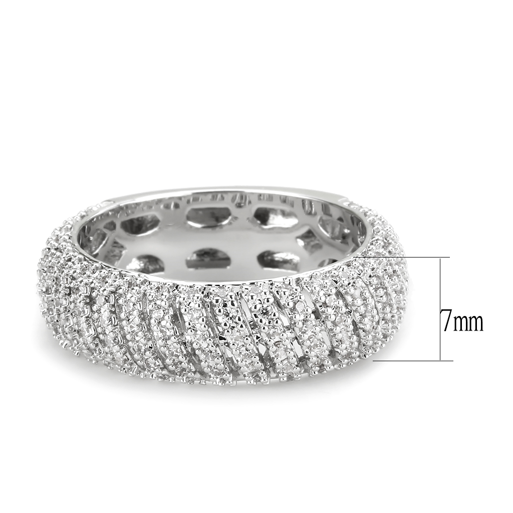 3W1550 - Brass Ring Rhodium Women AAA Grade CZ Clear