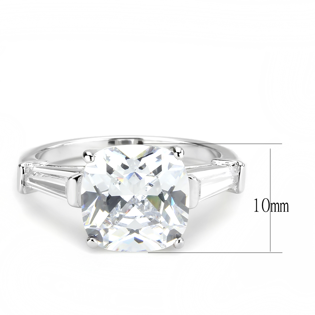 3W1561 - Brass Ring Rhodium Women AAA Grade CZ Clear