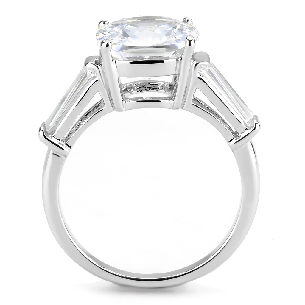 3W1561 - Brass Ring Rhodium Women AAA Grade CZ Clear