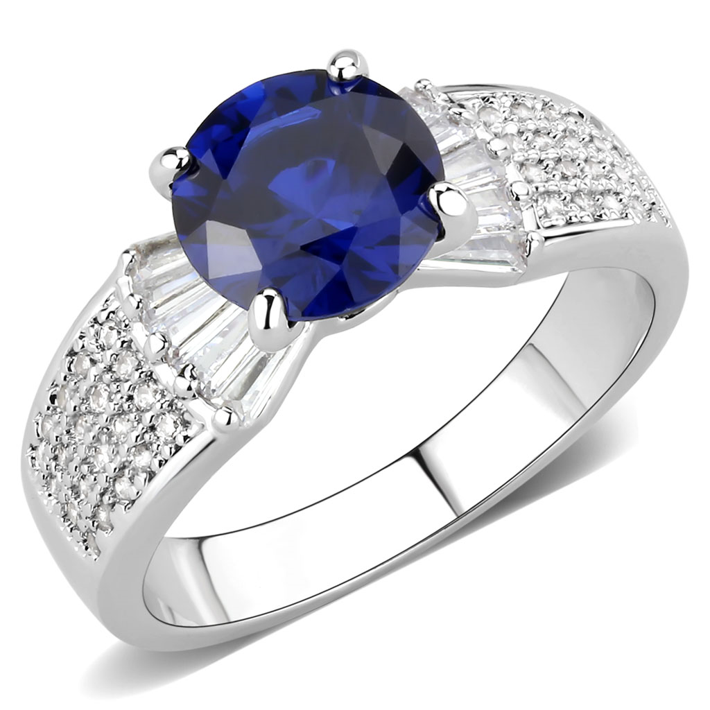 3W1562 - Brass Ring Rhodium Women Synthetic London Blue