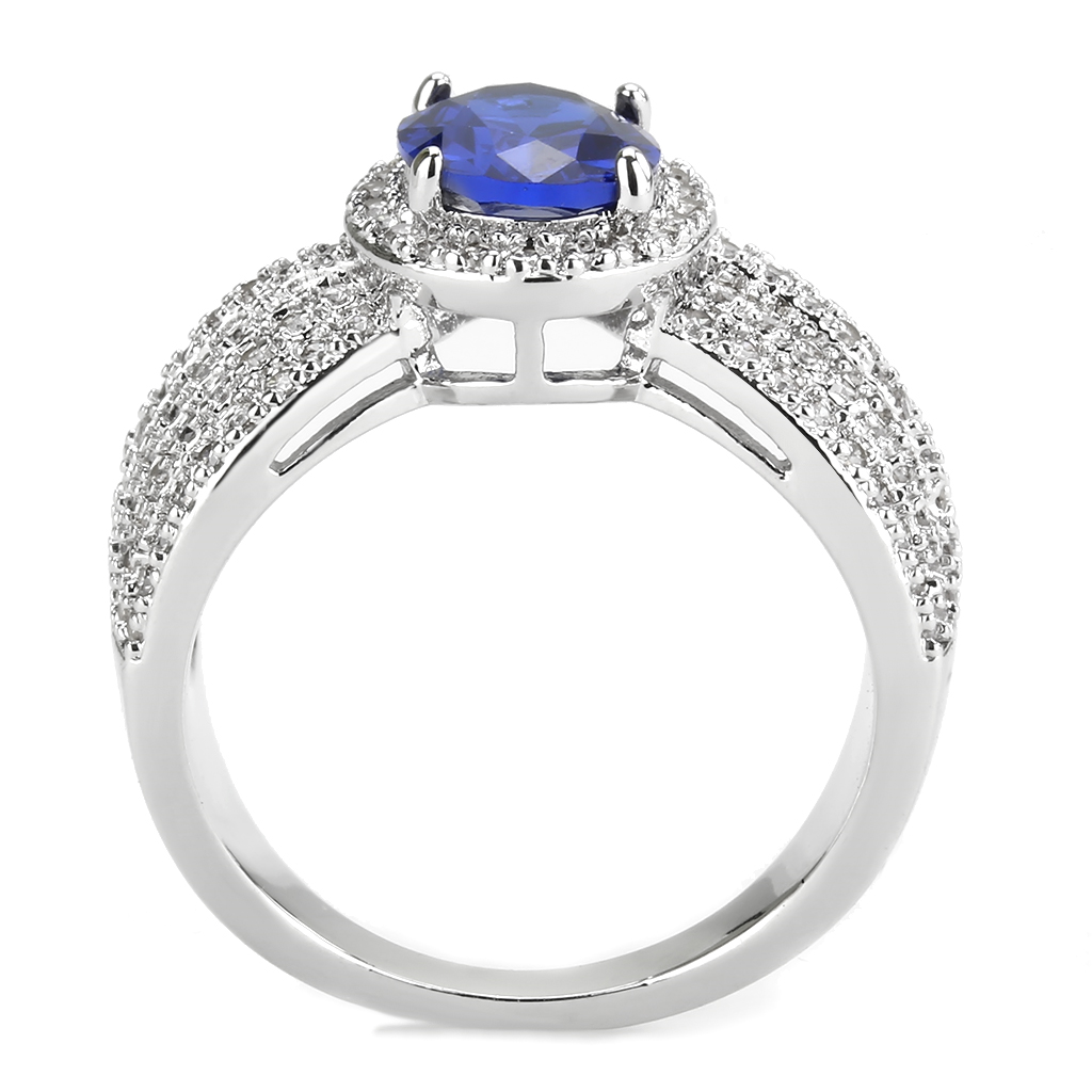 3W1563 - Brass Ring Rhodium Women Synthetic London Blue