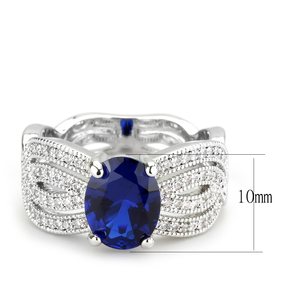 3W1564 - Brass Ring Rhodium Women Synthetic London Blue