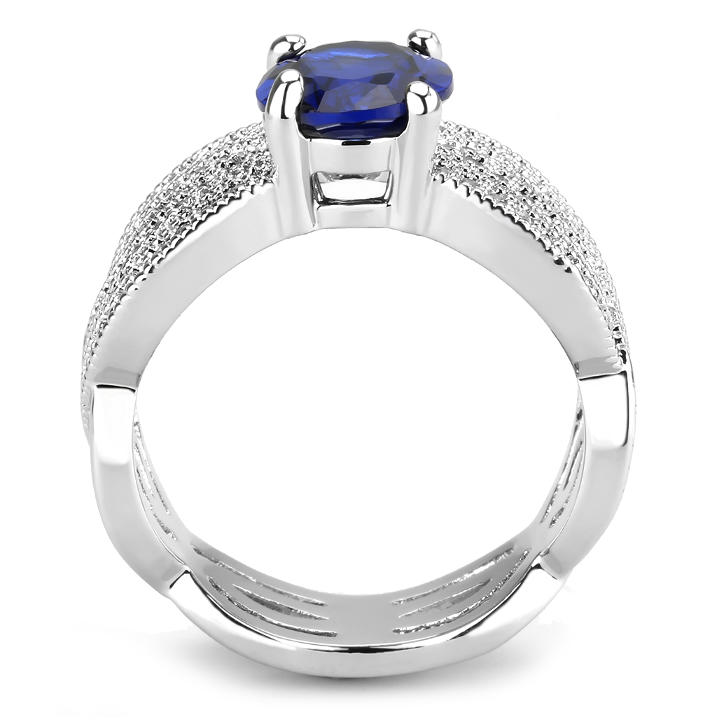 3W1564 - Brass Ring Rhodium Women Synthetic London Blue