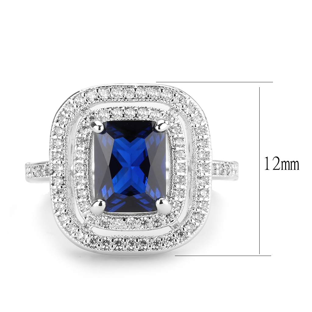 3W1565 - Brass Ring Rhodium Women Synthetic London Blue