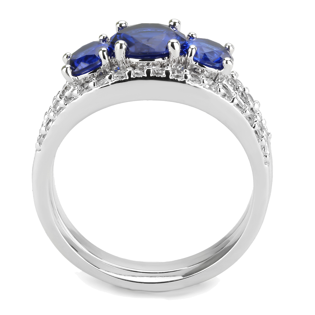 3W1566 - Brass Ring Rhodium Women Synthetic London Blue