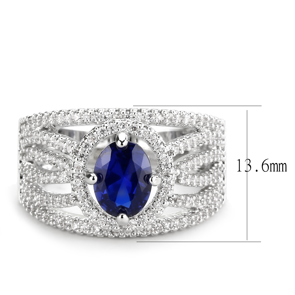 3W1567 - Brass Ring Rhodium Women Synthetic London Blue