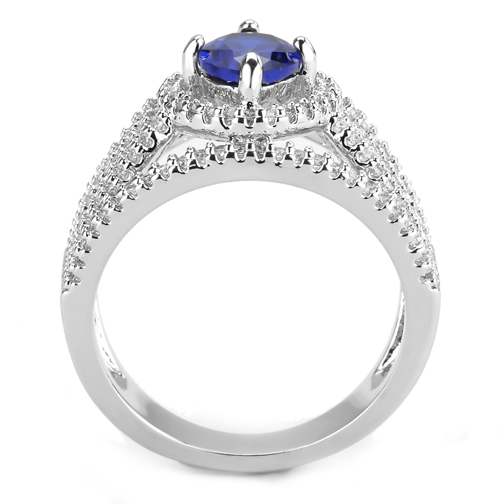 3W1567 - Brass Ring Rhodium Women Synthetic London Blue