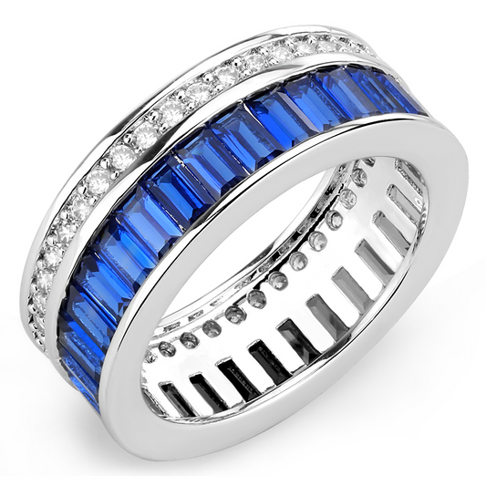 3W1568 - Brass Ring Rhodium Women Synthetic London Blue