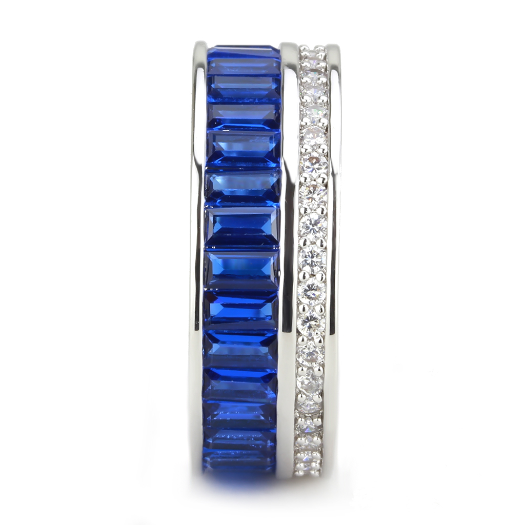 3W1568 - Brass Ring Rhodium Women Synthetic London Blue