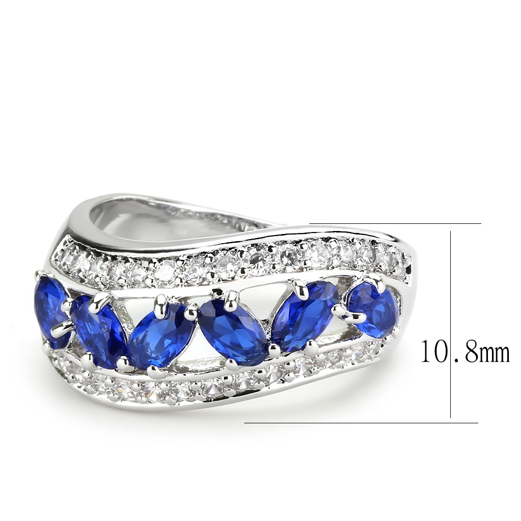 3W1569 - Brass Ring Rhodium Women Synthetic London Blue