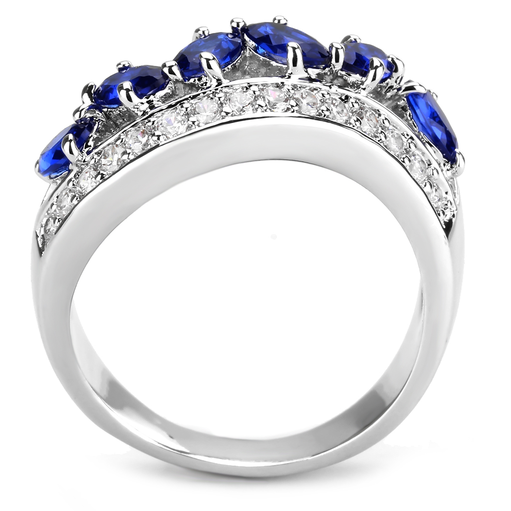 3W1569 - Brass Ring Rhodium Women Synthetic London Blue