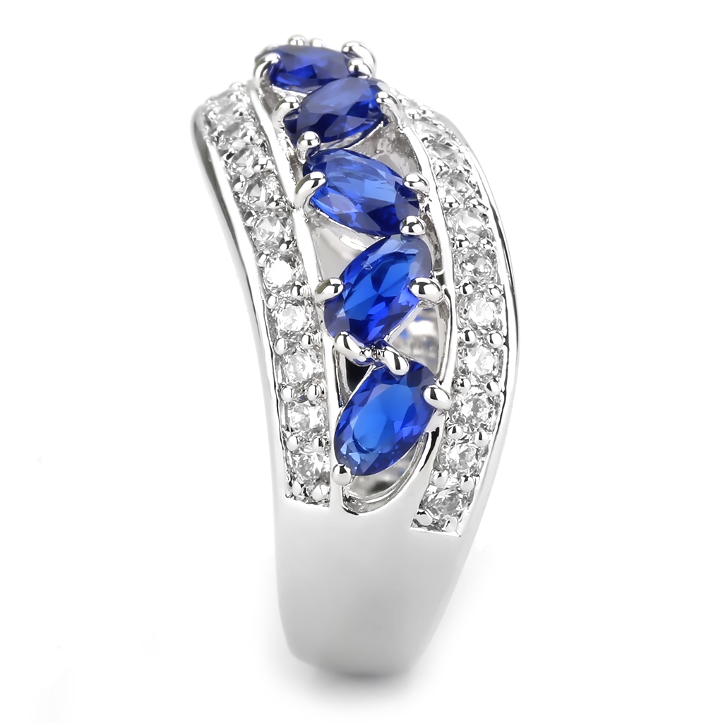 3W1569 - Brass Ring Rhodium Women Synthetic London Blue